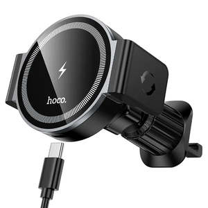 Car Phone Holder: Hoco 15W Wireless Charging Magnetic & Clamp Air Vent Car Phone Holder HW35