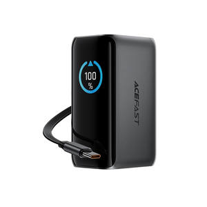 Acefast 10000mAh 45W Power Bank with Retractable Cable and TFT Display M37
