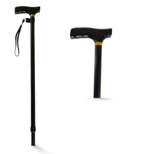 T Handle Walking Stick - Black Lightweight Cane