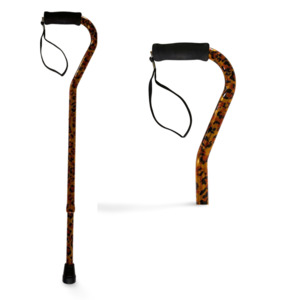 Swan Handle Walking Cane - Leopard Print Lightweight Walking Stick