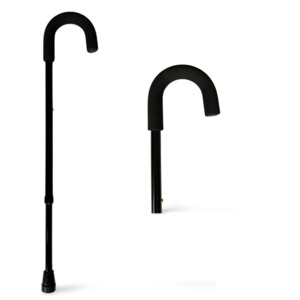 Walking Sticks: Crook Handle Walking Stick - Black