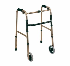 Deluxe Folding Walking Frame with Front Wheels, Rear Stops