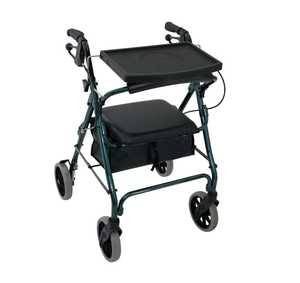 Mobilis Quad Walking Frame - Green with Folding Tray