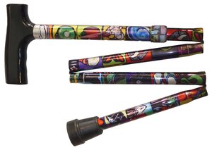 Walking Stick – T Handle Folding, Kiwi Colour - Mobility Warehouse