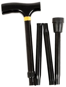 Walking Stick – T Handle Folding, Black Colour - Mobility Warehouse