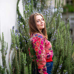 One-of-a-Kind, Recycled, Flower Bomber (S - M)