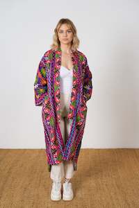 One of a Kind Hand Embroidered Purple Kimono