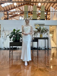 Products: 23649/22 – Strapless Satin Wedding Gown with Sculptured Bodice