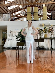 23621/22 – Ruffled One Shoulder Wedding Dress with Split