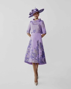 Products: Embossed Jacquard Dress With Short Jacket Mcdr17