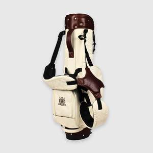 Fathers Day Gift Guide: Cream Canvas / Leather Golf Bag - Stand