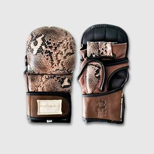 Pro Leather Mma Gloves: PRO Snake Print Leather Hybrid MMA Gloves
