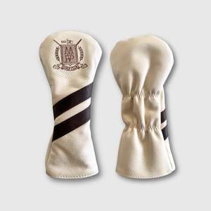 Cream / Brown Leather Golf Cover - Fairway