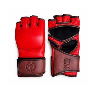 PRO Red / Brown 'Classic' Leather MMA Gloves