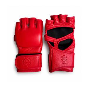 Boxing Gifts: PRO Red Leather 'Striker' MMA Gloves