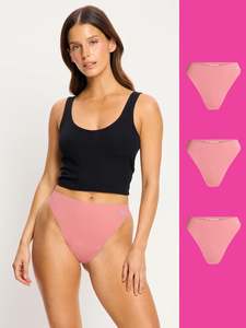 Seamfree: Puma X Modibodi Seamfree Active Hi Waist Thong Light Whisky Rose 3 Pack