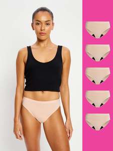 Moderate Absorbency: Classic Bikini 5 Pack Cashew