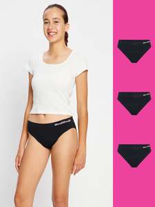 Moderate Absorbency: ModiComfort Seamless Teen Hipster Bikini Moderate Black 3 Pack