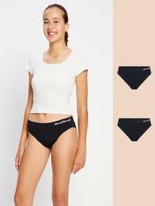 ModiComfort Seamless Teen Hipster Bikini Moderate Black 2 Pack