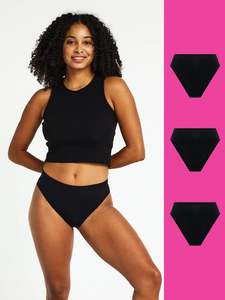 Moderate Absorbency: ModiComfort Seamless Hi-Leg Brief Moderate Black 3 Pack