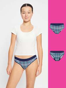 New: Teen Hipster Boyleg & Bikini Midnight Purple Check 2 Pack