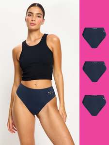Moderate Absorbency: Puma X Modibodi Seamfree Active Hi Waist Cheeky Moderate Midnight 3 Pack
