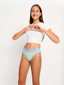 Moderate Absorbency: SmileyWorld® | Modibodi Teen Hipster Bikini Moderate Groovy Green