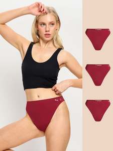 Light Absorbency: Puma X Modibodi Seamfree Active Hi Waist Thong Light Caramelised Red 3 Pack