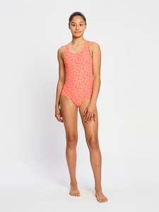 Teen Swimwear: Teen Swimwear Racerback One Piece Light Wavy Pink