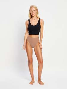 Women: Seamfree Hi Waist Cheeky Moisture Wicking Tawny Brown