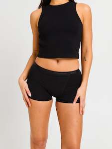 Vegan: Basic Boyshort Super-Overnight Black