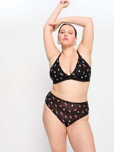 Intimates V Day Hi Waist Brief Moderate-Heavy Black Rose