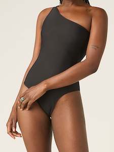 One Pieces: Swimwear One-Shoulder One-Piece Light-Moderate Black