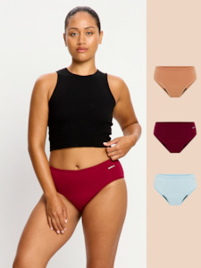 Women: Basic Mid-Rise Brief 3 Pack Moderate Italian Clay/Moody Blue/Beet Red