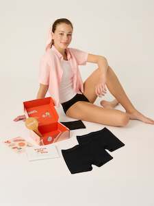 Accessories: Teen First Period Kit with 2 Hipster Boyshort Moderate Black