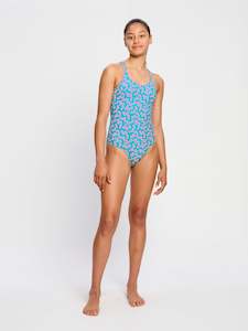 Teen Swimwear Cross Back One Piece Super Wavy Blue