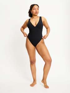 One Pieces: Swimwear V Plunge One Piece Light Black