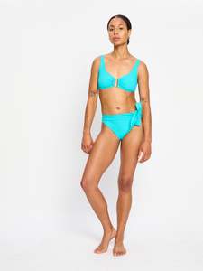 Bikinis: Molokai Swimwear Plunge Tie Back Top Ocean