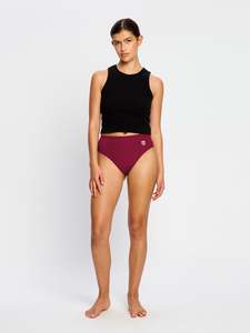 High Waist: West Ham United Women X Modibodi Seamfree Hi Waist Cheeky Brief Moderate Maroon