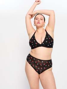 Brief: Intimates V Day Hi Waist Brief Moderate Black Rose