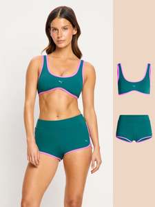 Puma X Modibodi Swimwear Scoop Bikini Top & Short Emerald Ice