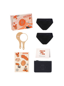 Accessories: Teen First Period Kit with 2 Pack Hipster Bikini Moderate Black