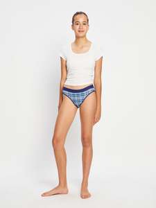 Teen Underwear: Teen Hipster Bikini Super Midnight Purple Check
