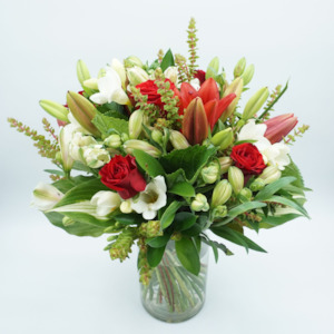 Valentines Day: You're The Best- gorgeous red and white bouquet with or without glass vase