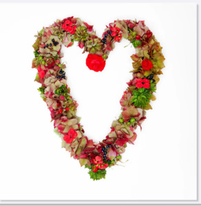 Card - Red Hydrangea Heart