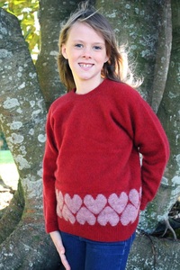 Girls Possum Merino Heart Jumper