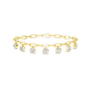 Bracelets: Bezel Round Diamond Charm Bracelet