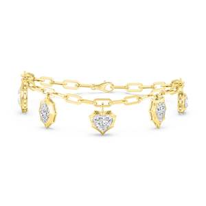 Serrated Heart Diamond Charm Bracelet