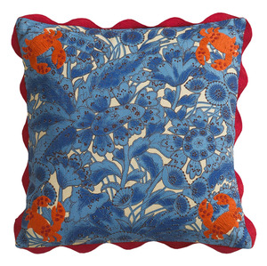 Sage & Clare Lucia Embroidered Cushion - Cerulean