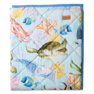 Kip & Co Reef Life Cotton Quilted Cot Bedspread Cot